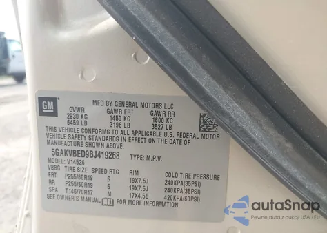 2011 Buick Enclave 1Xl из США, поврежденный, VIN 5GAKVBED9BJ419268